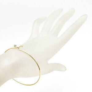 Tiffany Double Hook Bangle Bracelet Diamonds Emeralds Yellow Gold